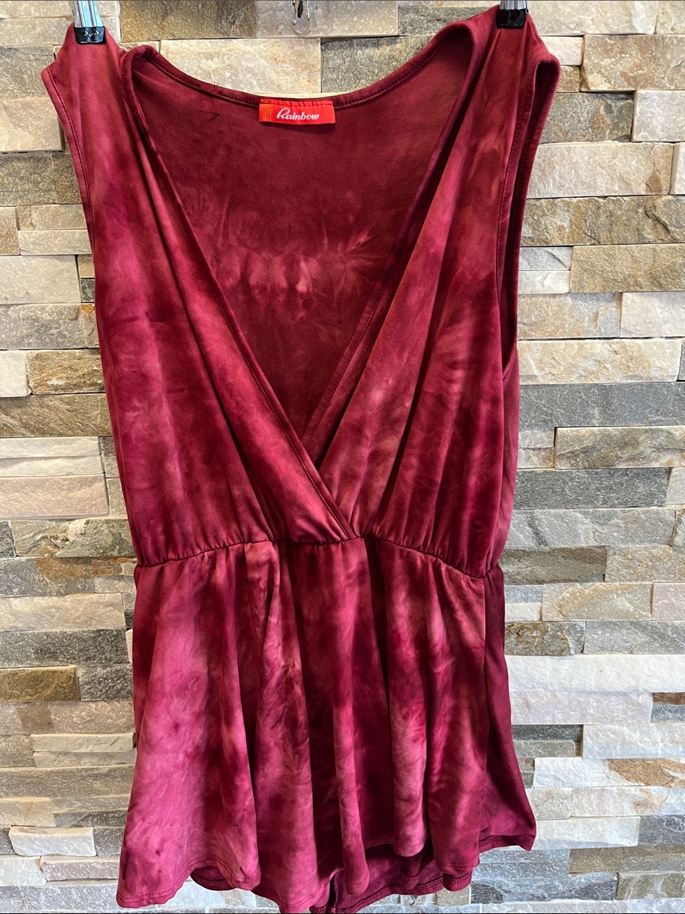 Rainbow Burgundy Tie-Dye Velvet Romper